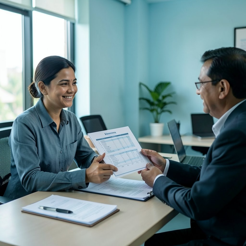 An advisor explaining a tax report to a client